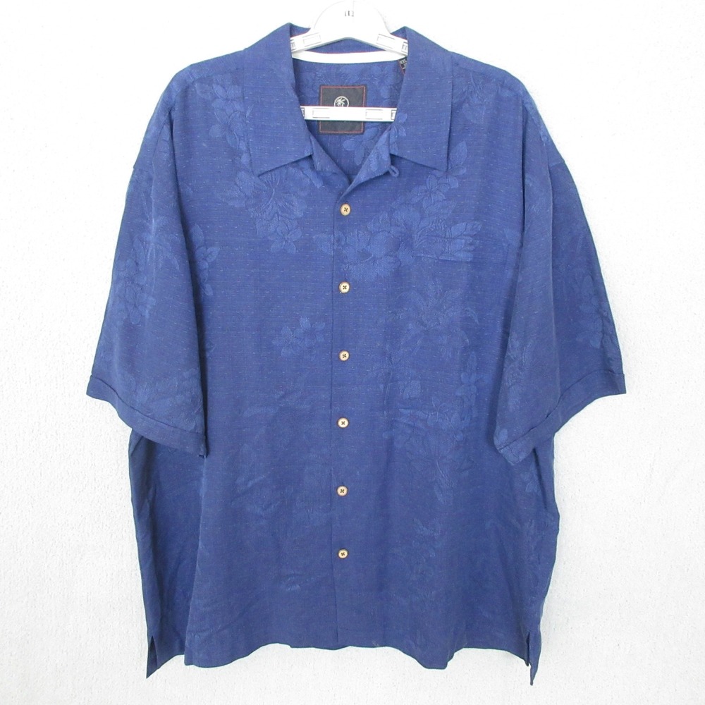 Jamaica Jaxx Island Outfitters Hawaiian Shirt 100% Silk Blue Floral Men's XXL